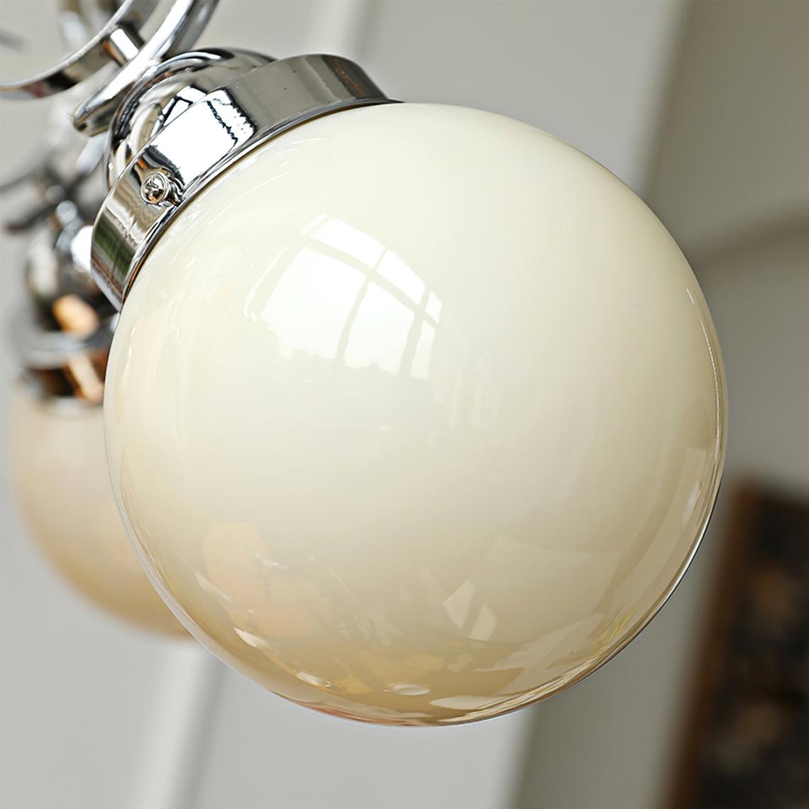 Kotter Lustre Crème Bras Courbés en Nickel Satiné Sculptural