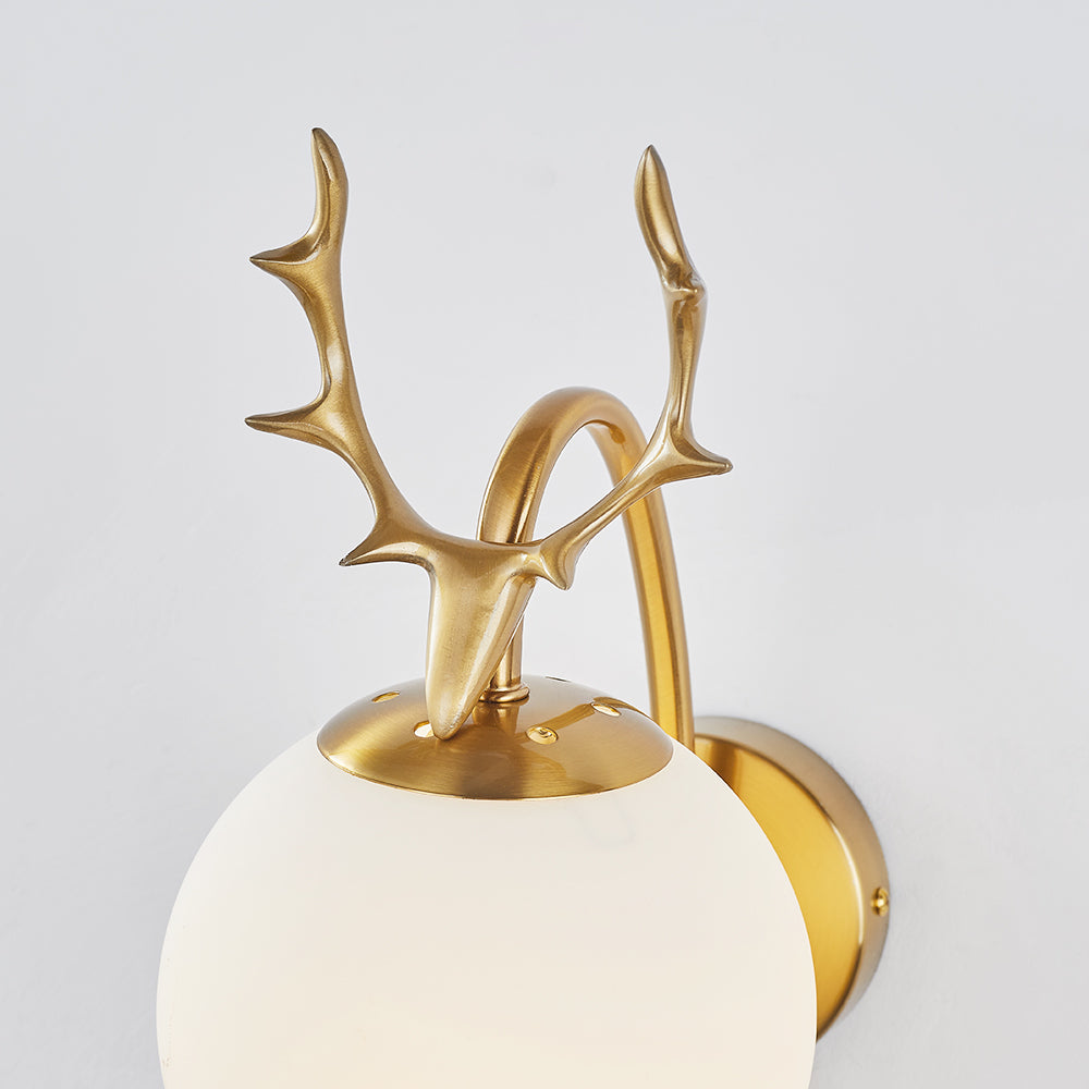 Valentina Applique Murale Bois de Cerf Art-Déco Moderne Métal/Verre Noir/Or Salon