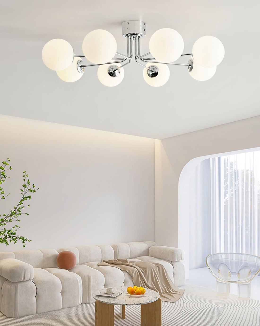 Lustra Plafonnier Globe Blanc Doré