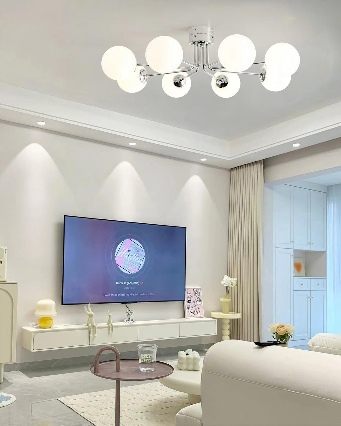 Lustra Plafonnier Globe Blanc Doré