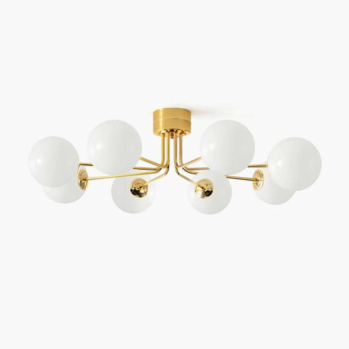 Lustra Plafonnier Globe Blanc Doré