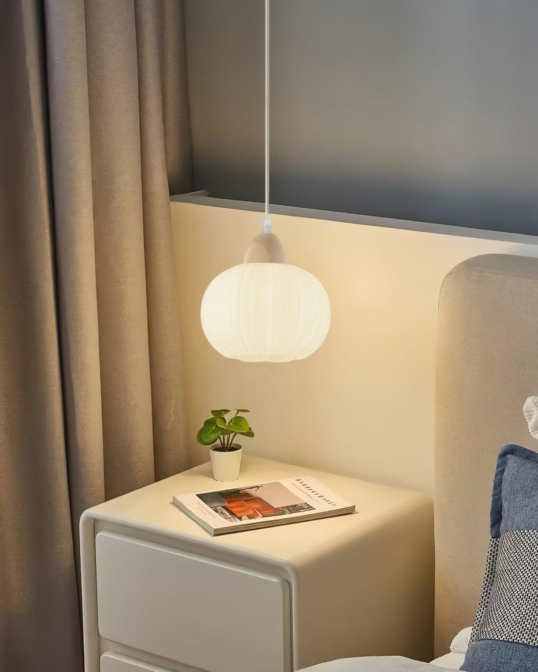 Pumpkin Suspension Lampe en Bois Moderne