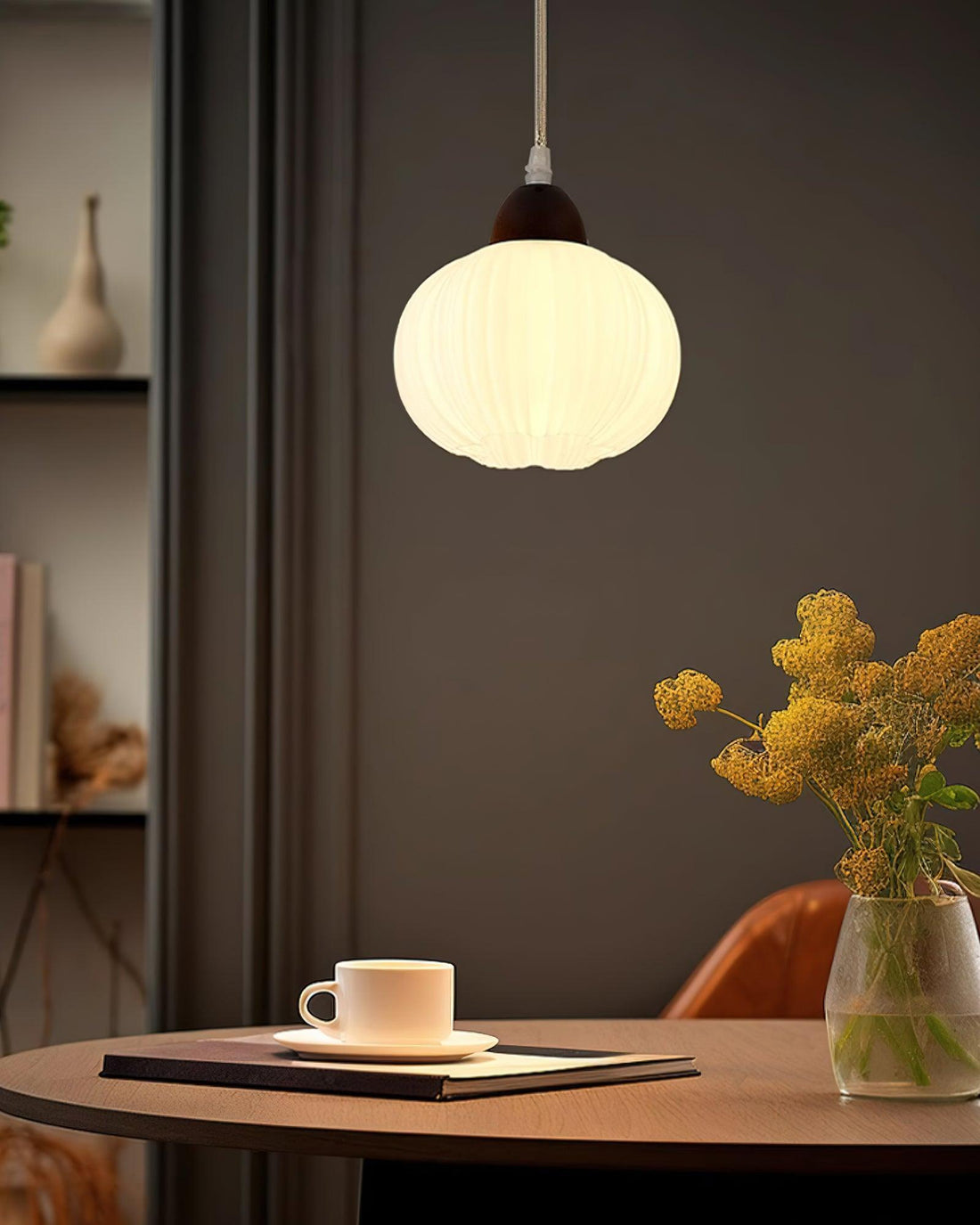 Pumpkin Suspension Lampe en Bois Moderne