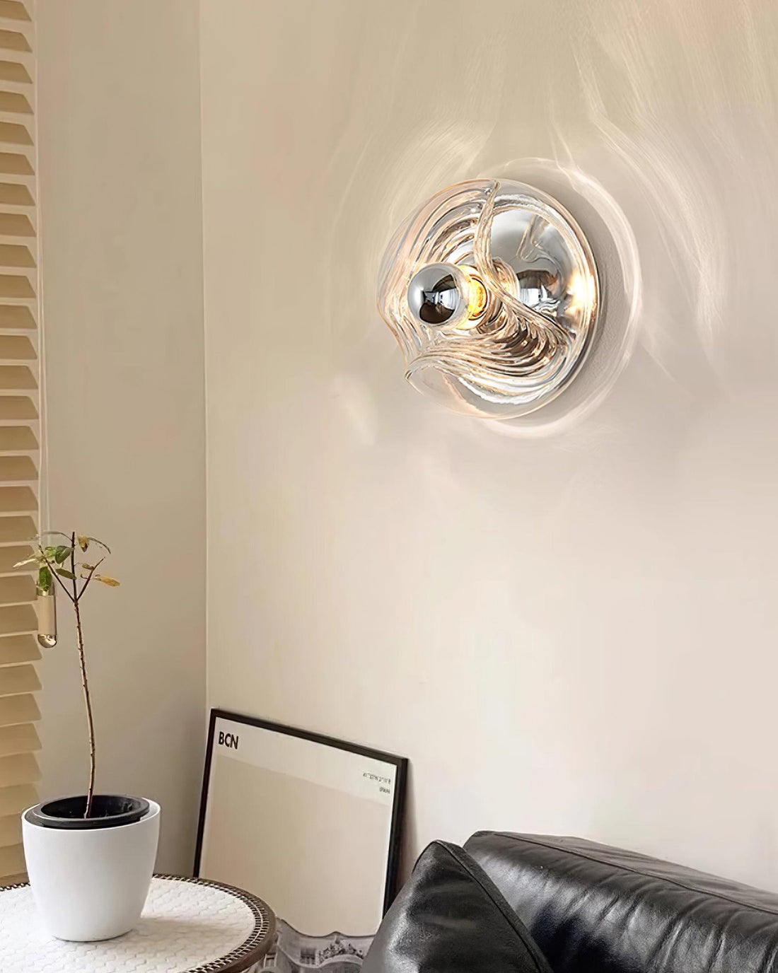 Applique Murale Tourbillon Texture Clair Ambre Gris Fumé Moderne