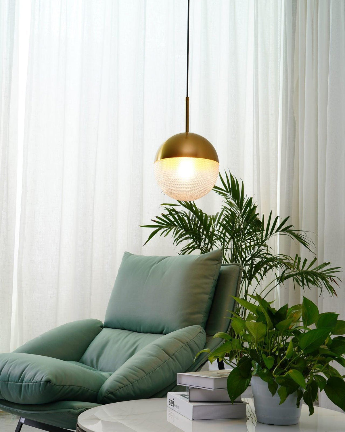 Solara Suspension en Laiton Verre Moderne