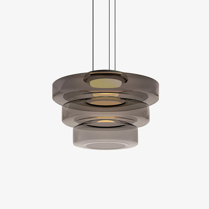 Lustra Suspension en Verre à Cercles Multi-Niveaux