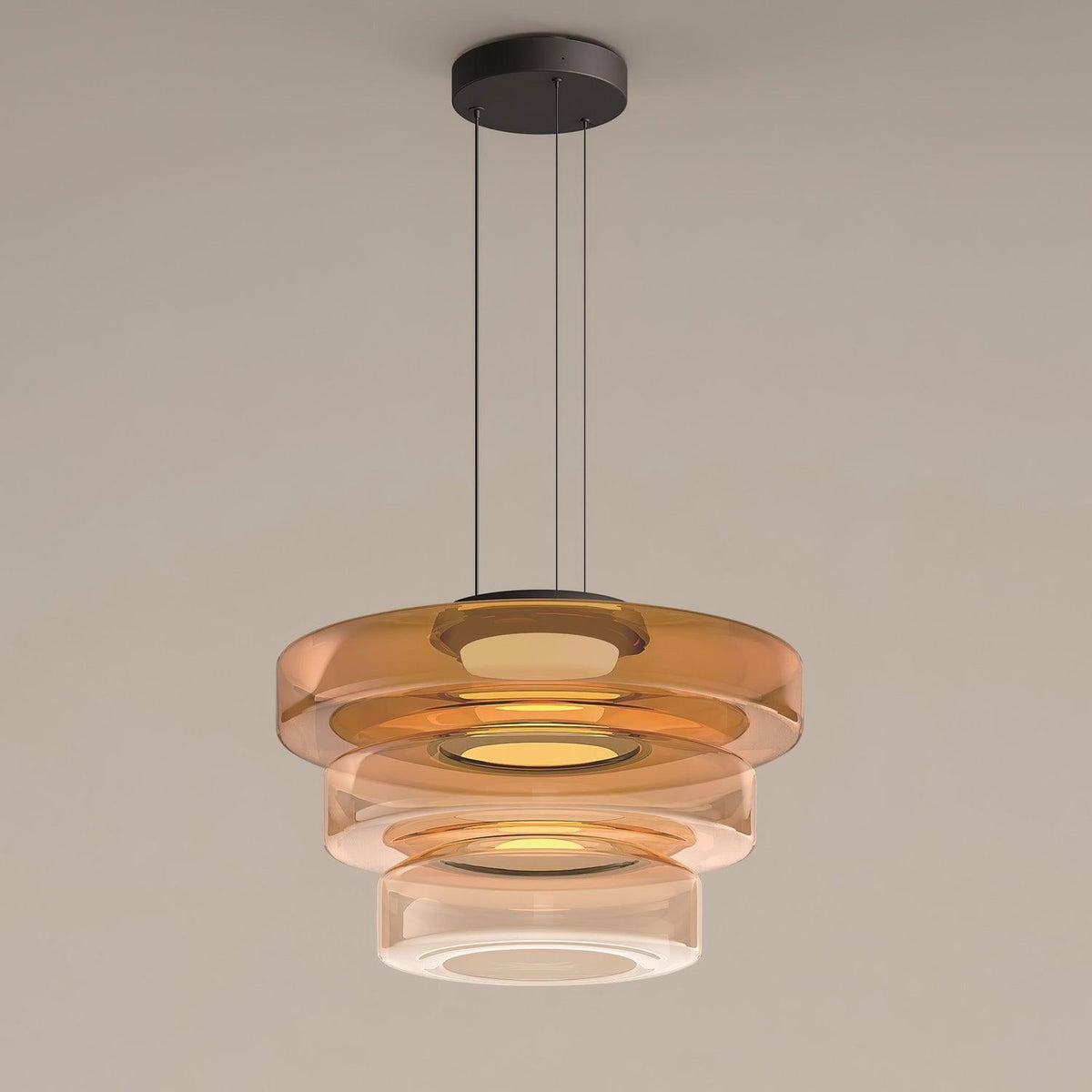 Lustra Suspension en Verre à Cercles Multi-Niveaux