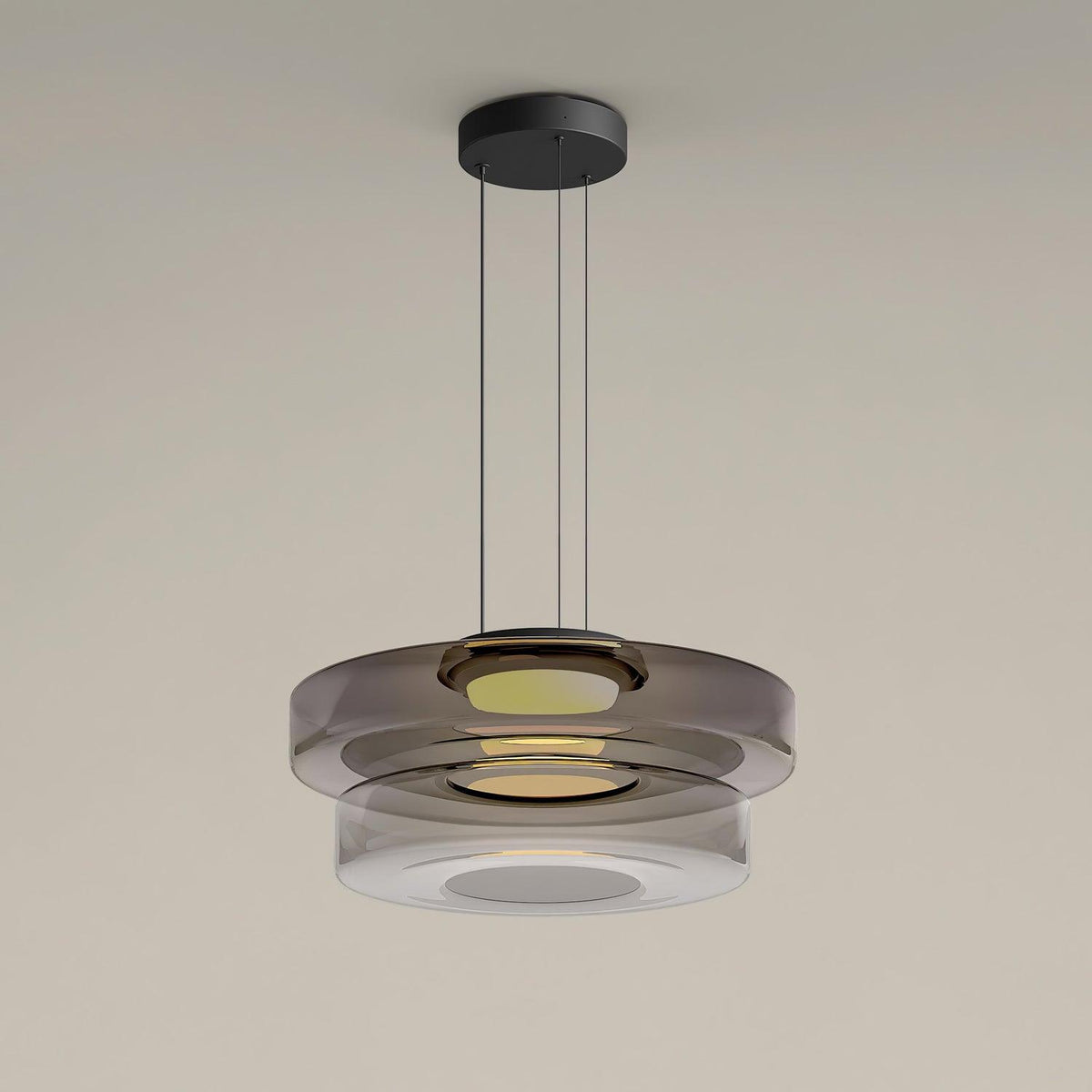 Lustra Suspension en Verre à Cercles Multi-Niveaux
