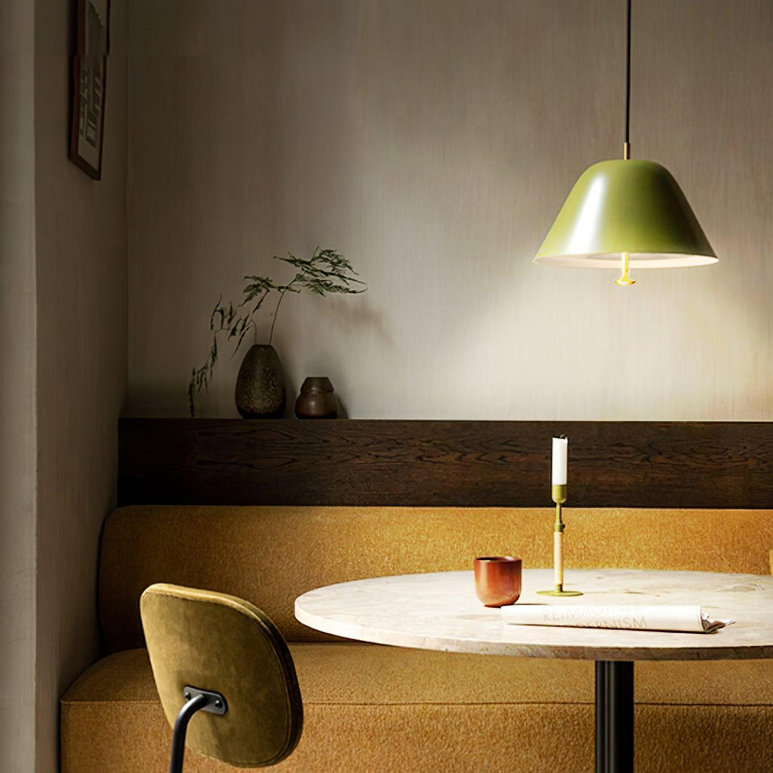 Solain Suspension moderne avec abat-jour vert et blanc minimaliste