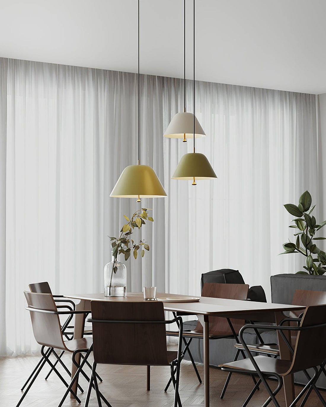 Solain Suspension moderne avec abat-jour vert et blanc minimaliste