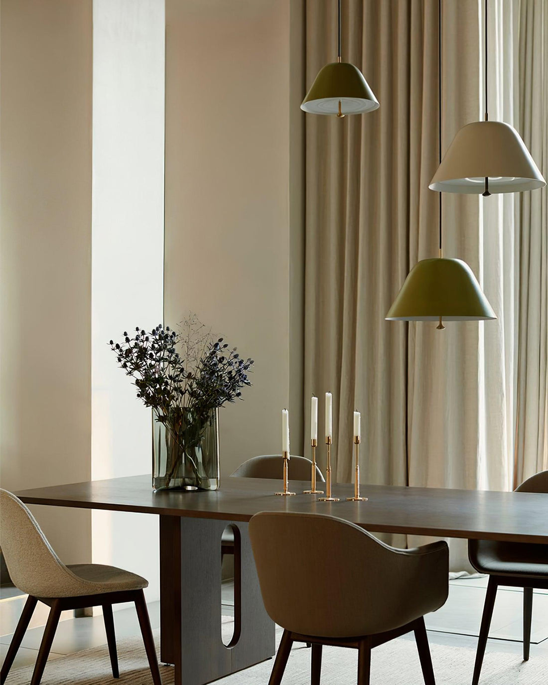 Solain Suspension moderne avec abat-jour vert et blanc minimaliste