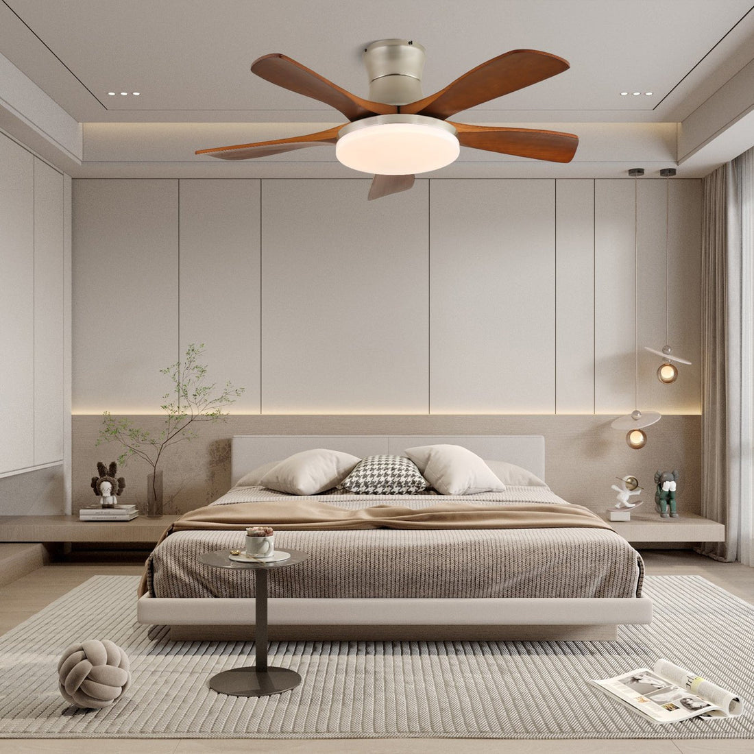 Ventilateur de Plafond Luminaire Brevo Pales en Bois
