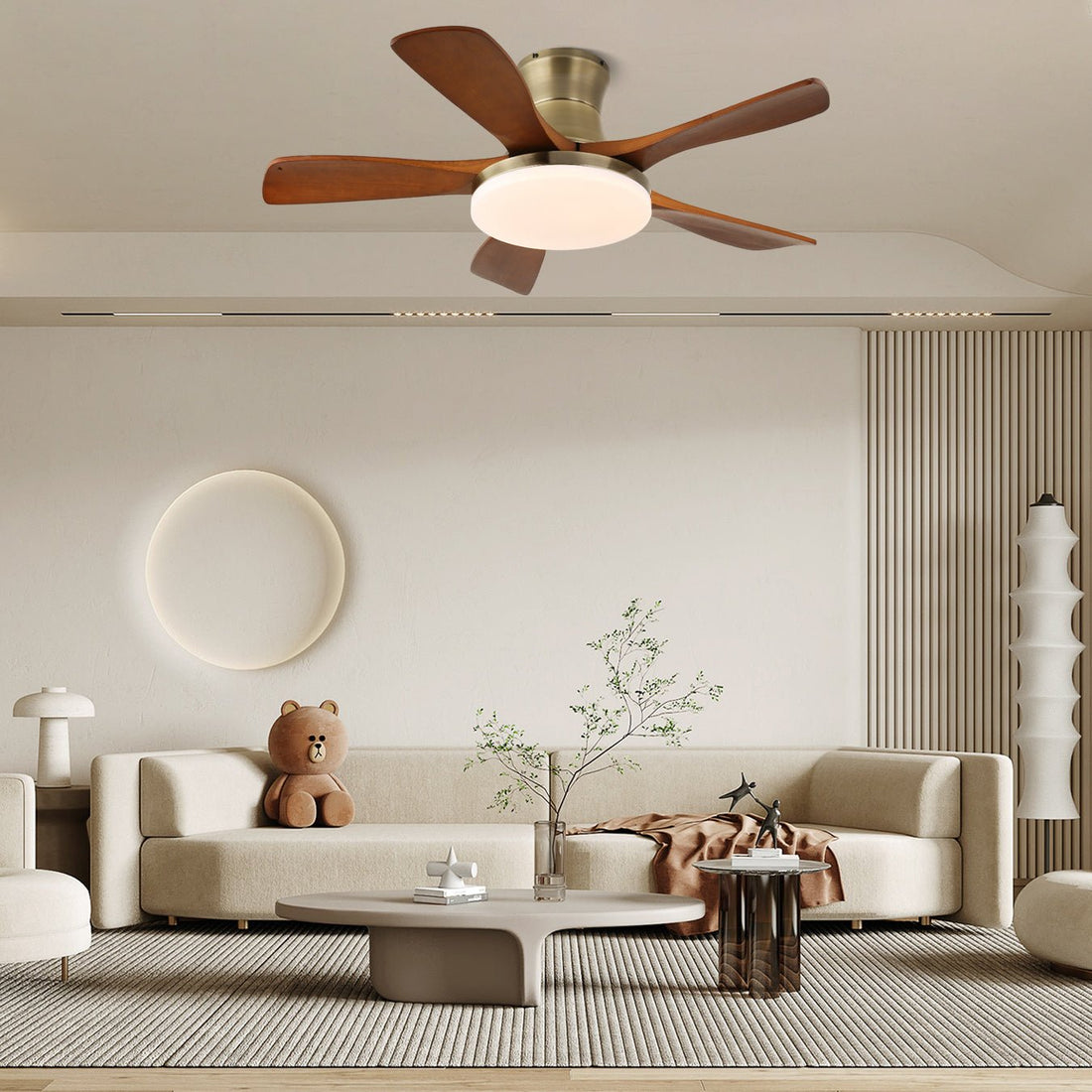 Ventilateur de Plafond Luminaire Brevo Pales en Bois
