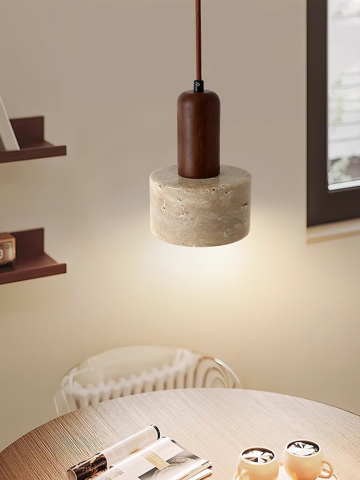 Ilshaa Suspension Minimaliste en Travertin