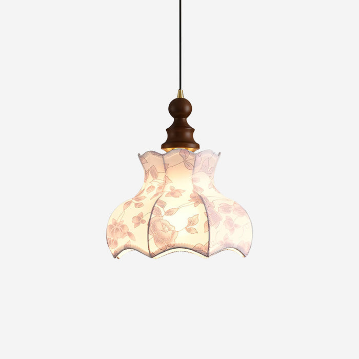 Lumain Suspension lumineuse et tissu en bois vintage à motif floral élégant