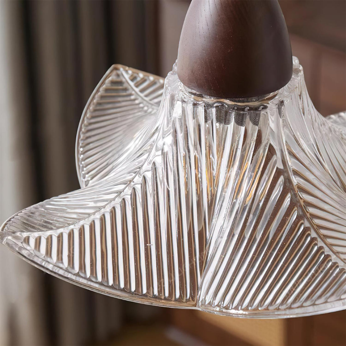 Lila Suspension Lampe en Verre Pliée Verte Vintage