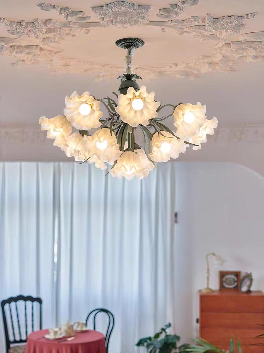 Lustra Lustre Fleur avec Pétales et Feuilles