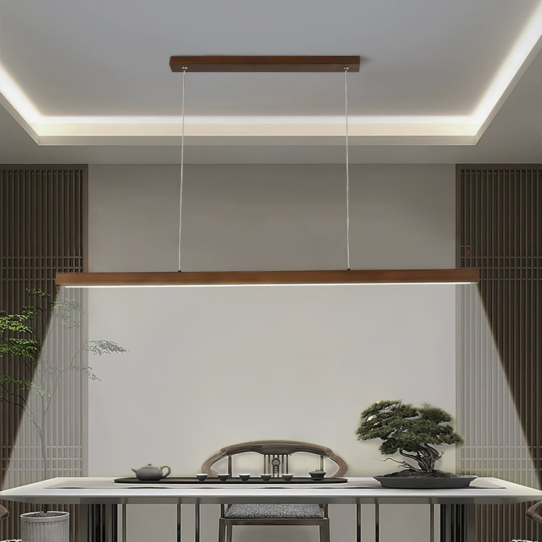 Elowen Suspension linéaire minimaliste en bois