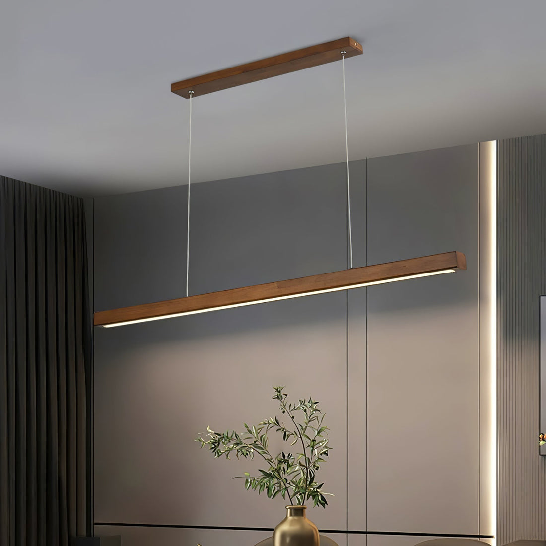 Elowen Suspension linéaire minimaliste en bois