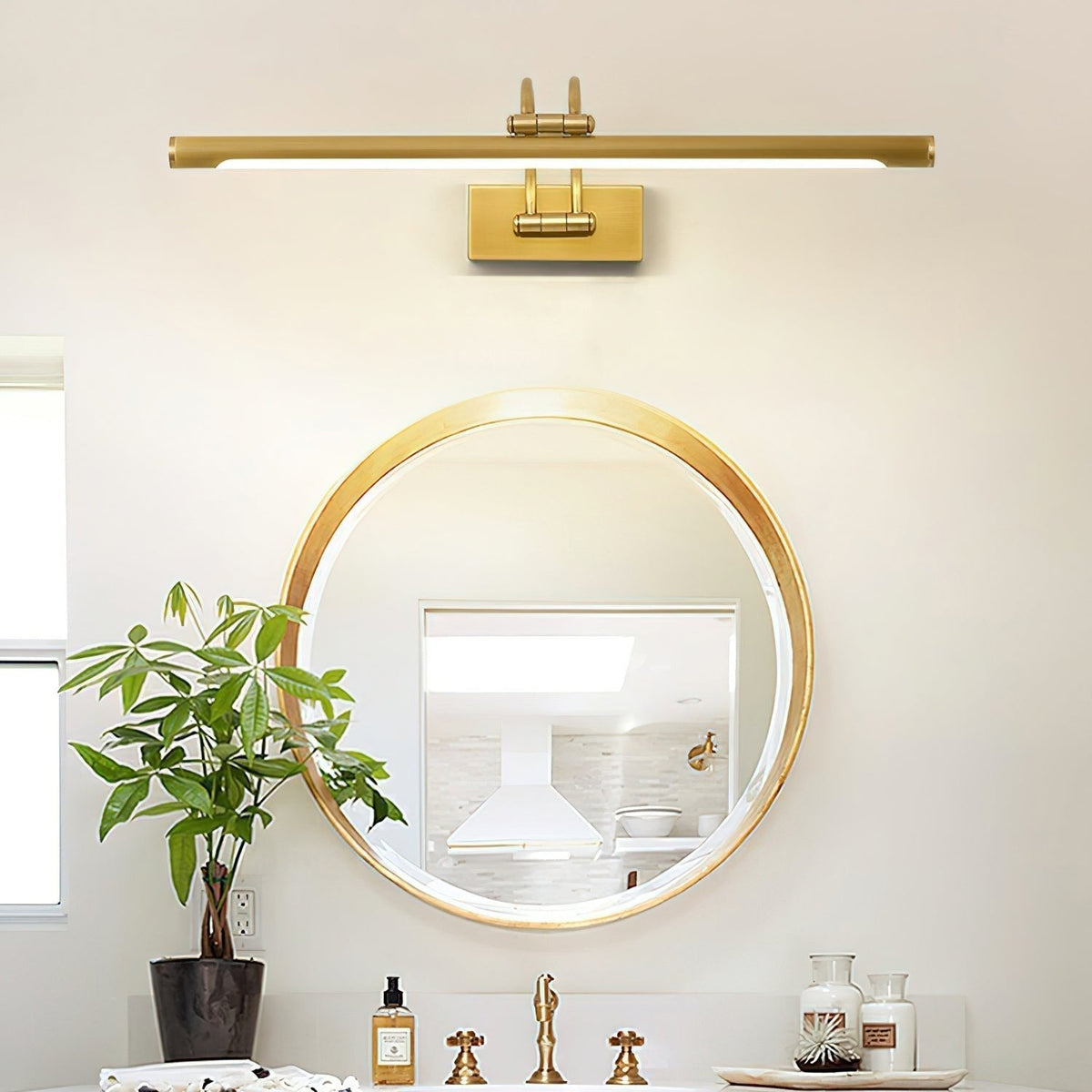 Fergus Applique Murale Linéaire Coiffeuse Laiton