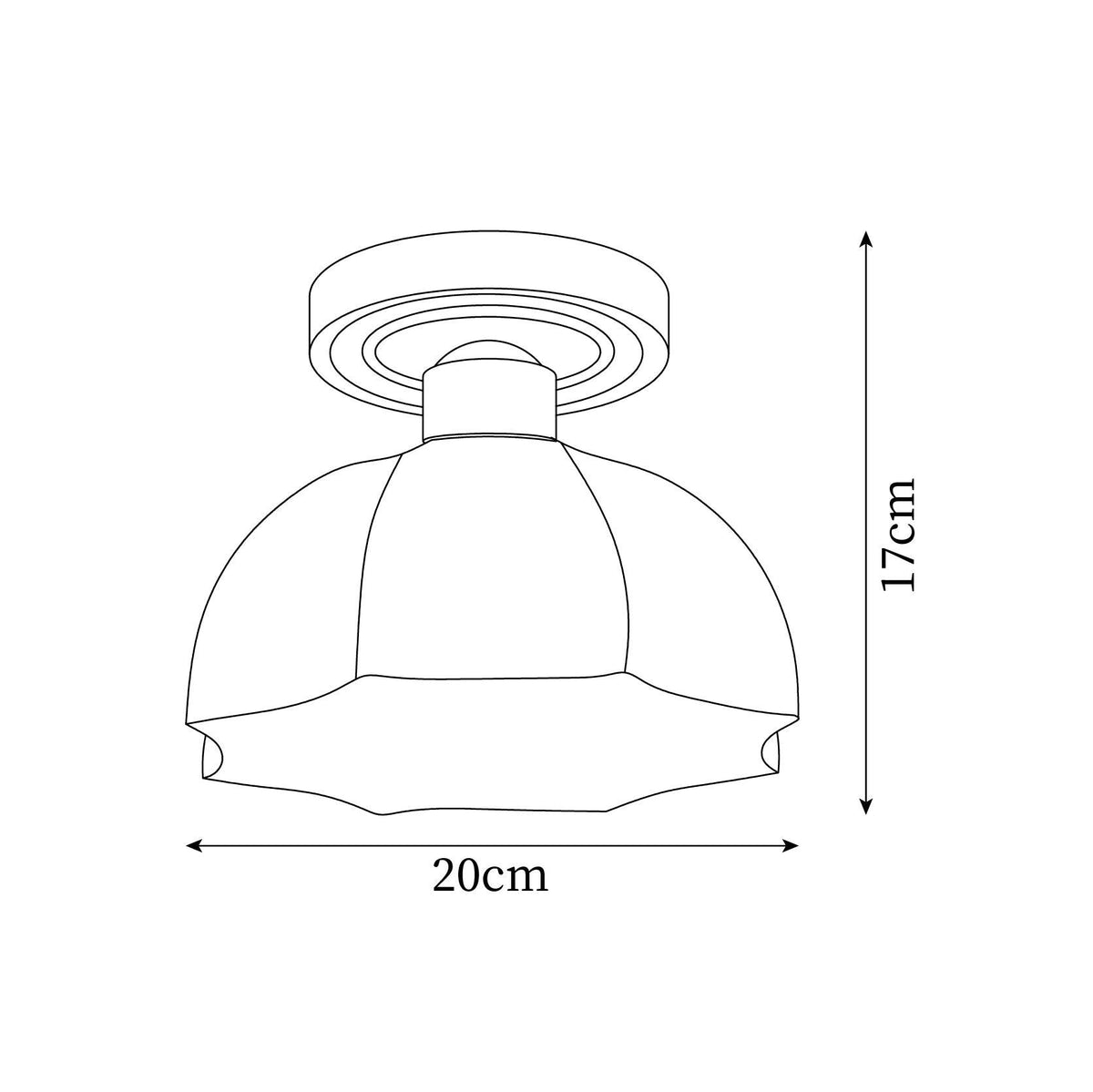 Avelin Plafonnier encastré avec base en laiton et verre opale