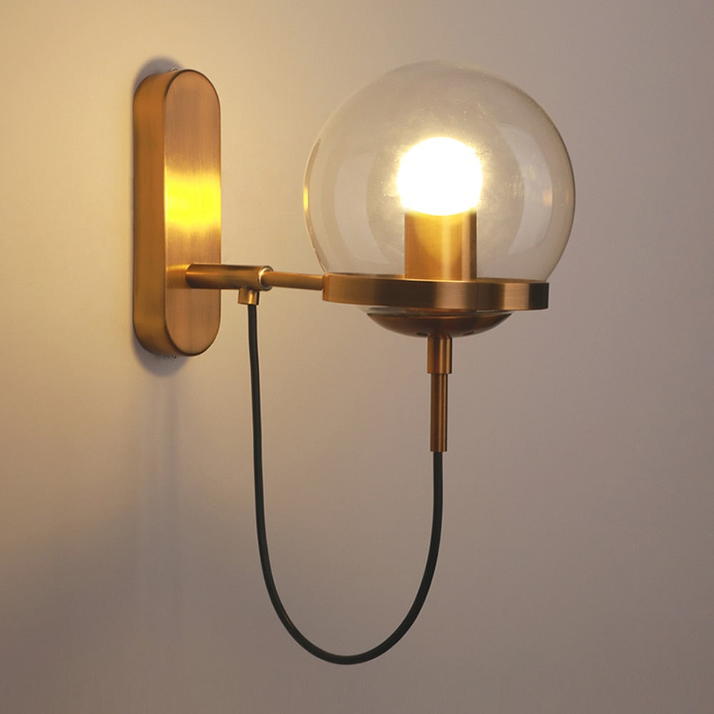 Silva Applique Murale à Ampoule LED Globe Rétro, Métal, Noir/Bronze, Salon
