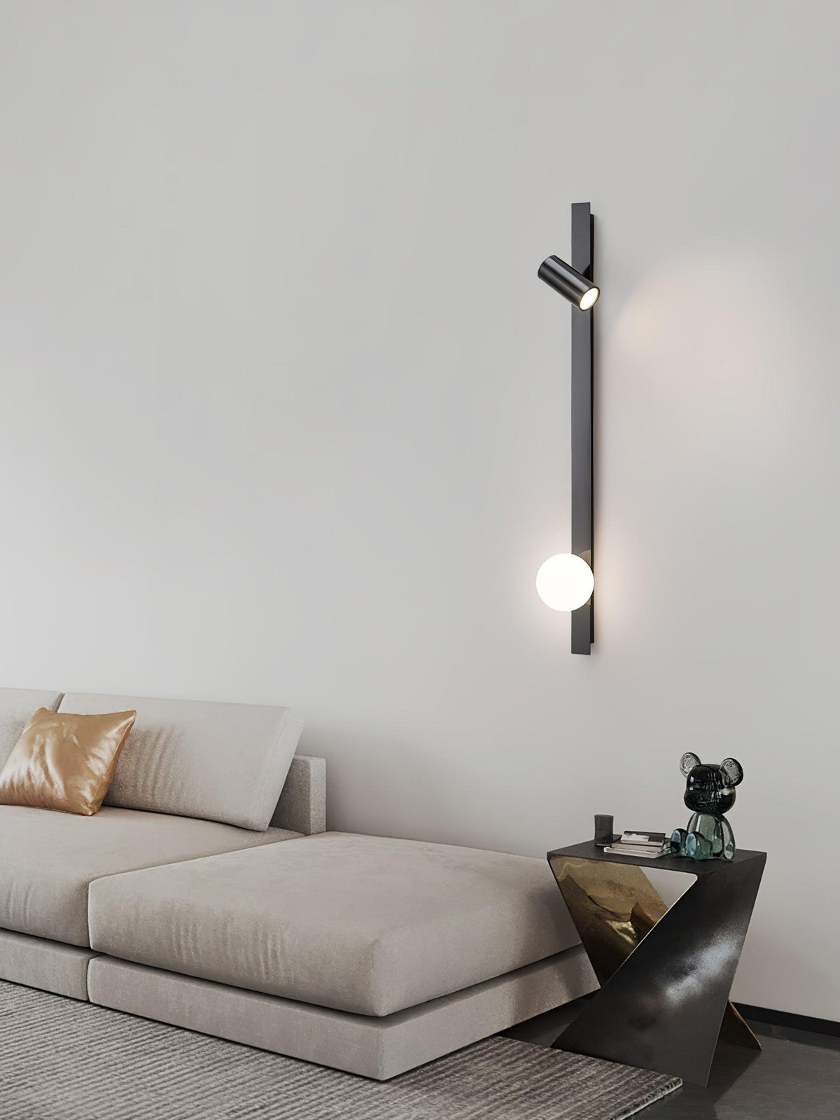 Evlaeiel Long Arm Plug-in Brass Glass Wall Light