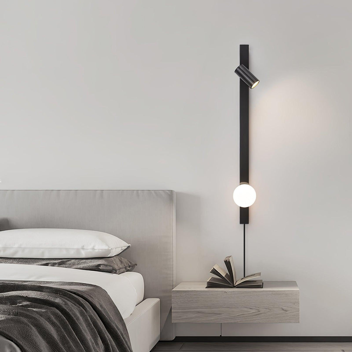 Evlaeiel Long Arm Plug-in Brass Glass Wall Light