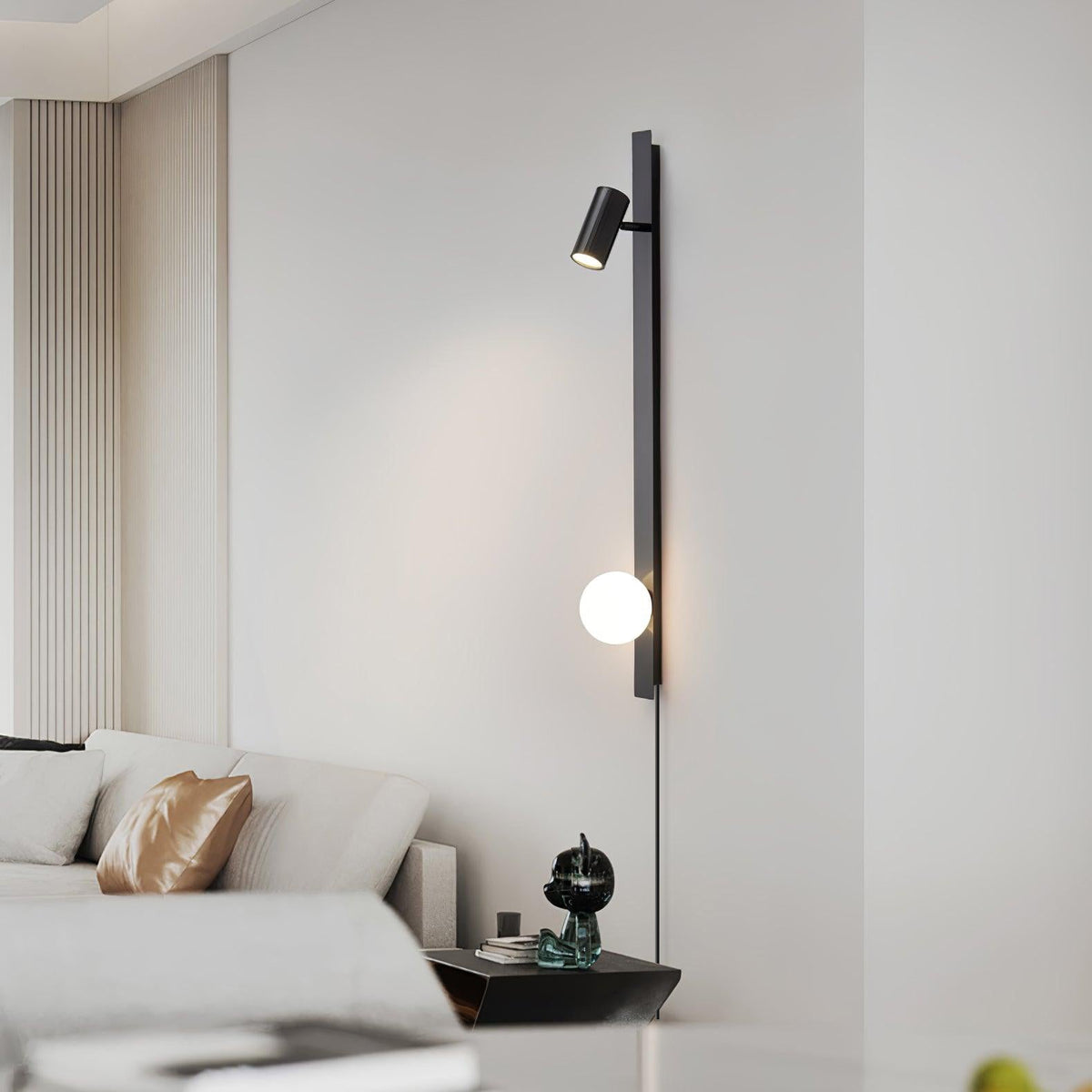 Evlaeiel Long Arm Plug-in Brass Glass Wall Light