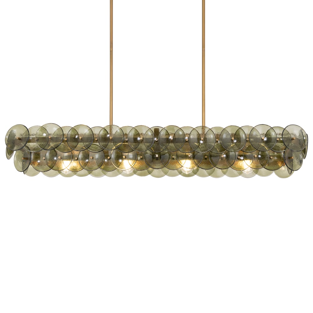 Aurora Lustre Linéaire en Verre Pressé Ambre Moderne