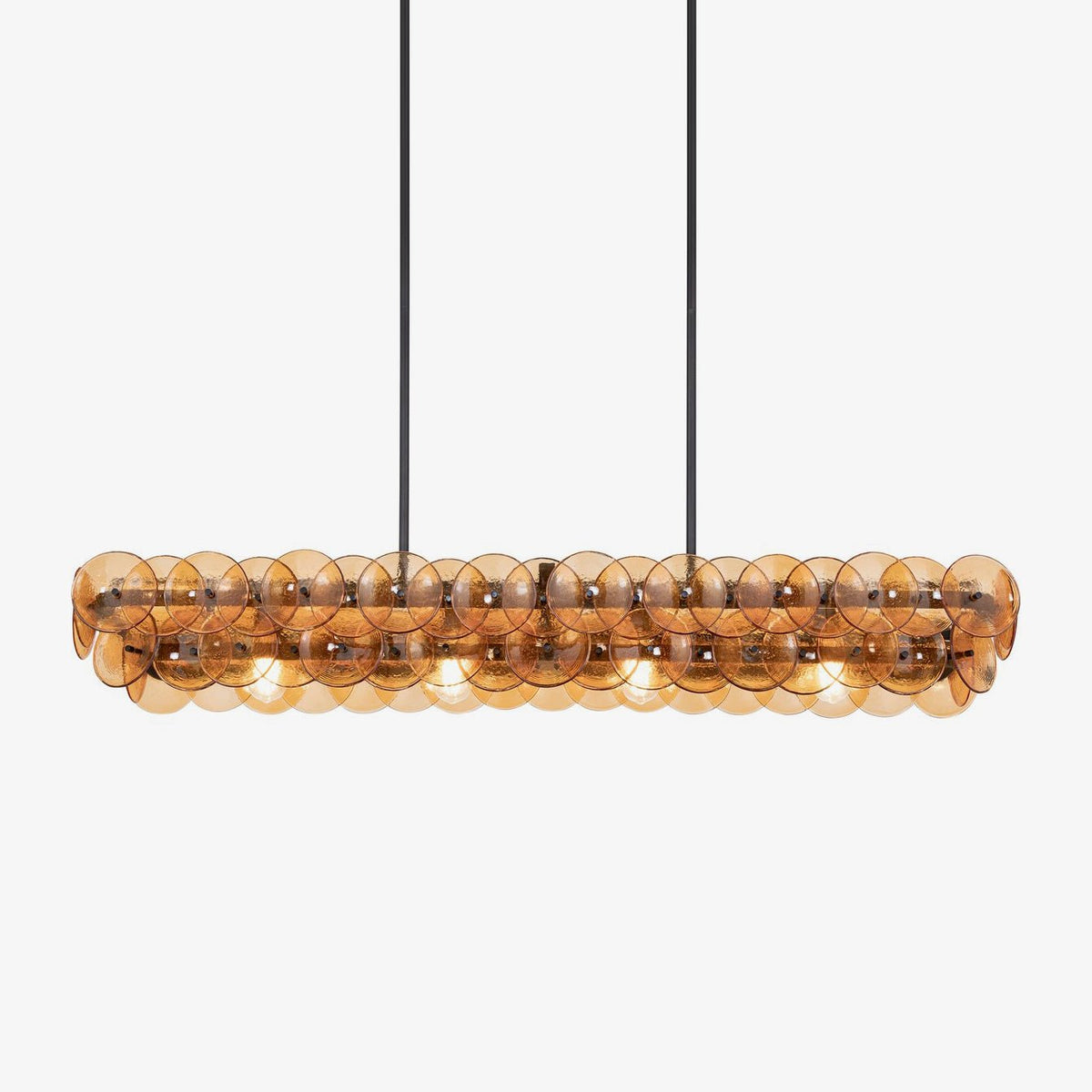 Aurora Lustre Linéaire en Verre Pressé Ambre Moderne