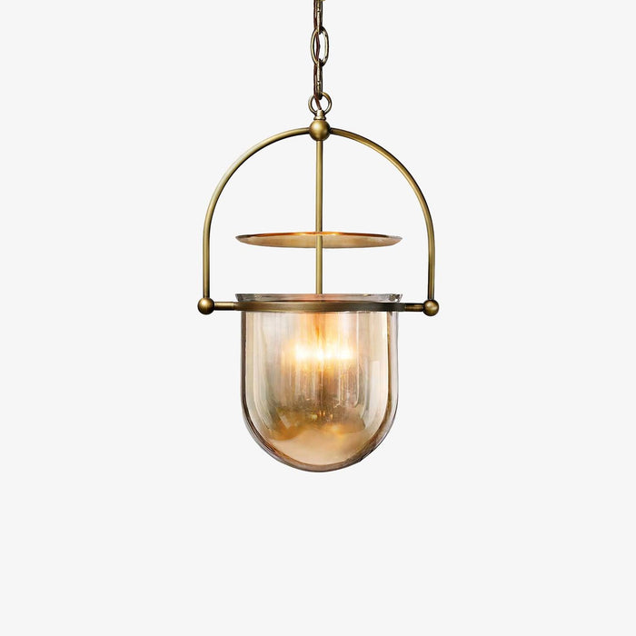 Lustra Suspension en Verre et Laiton Vintage