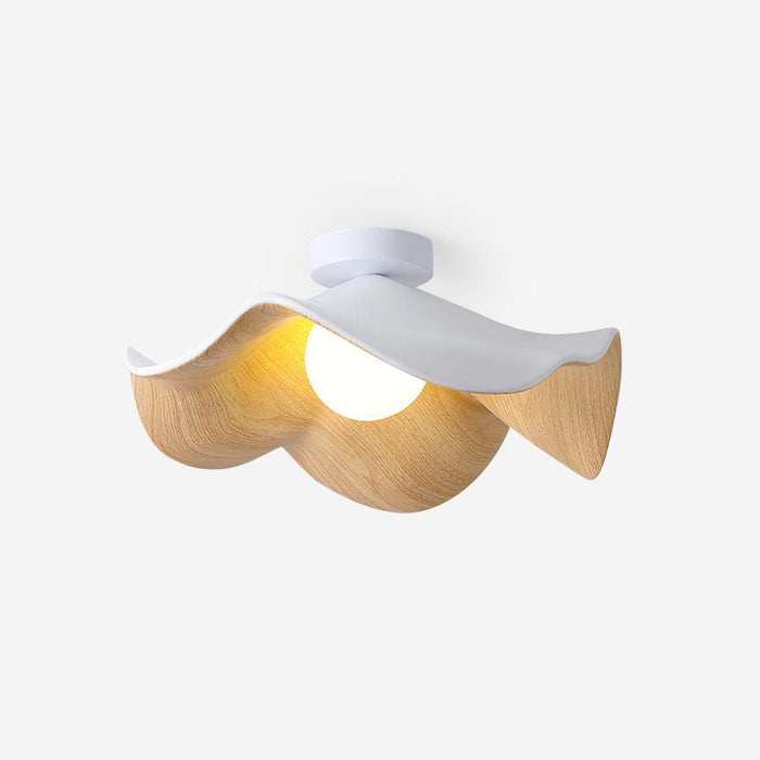 Solara Plafonnier Feuille de Lotus avec finition bois et blanc