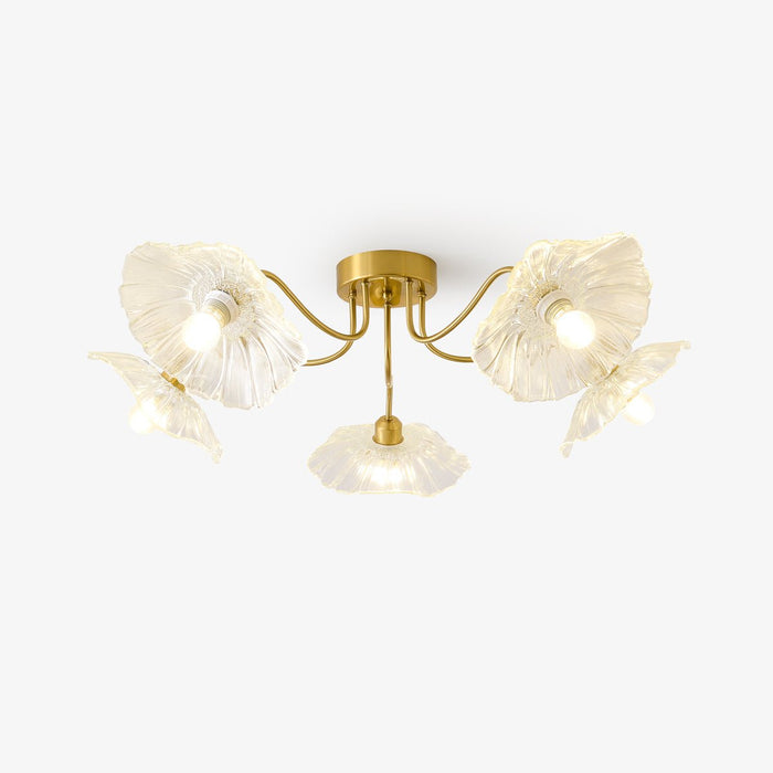 Solara Plafonnier en Verre Feuille avec Laiton Élégant