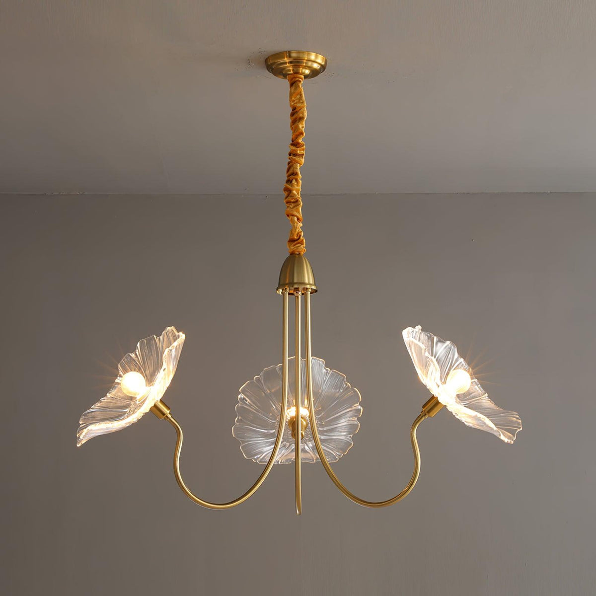 Lustra Lustre Feuille de Lotus en Verre