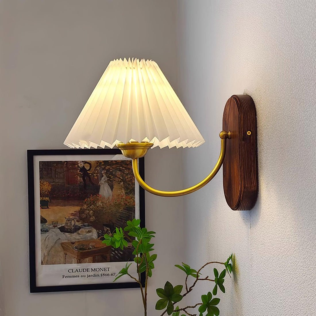 Solenne Applique murale vintage à abat-jour plissé