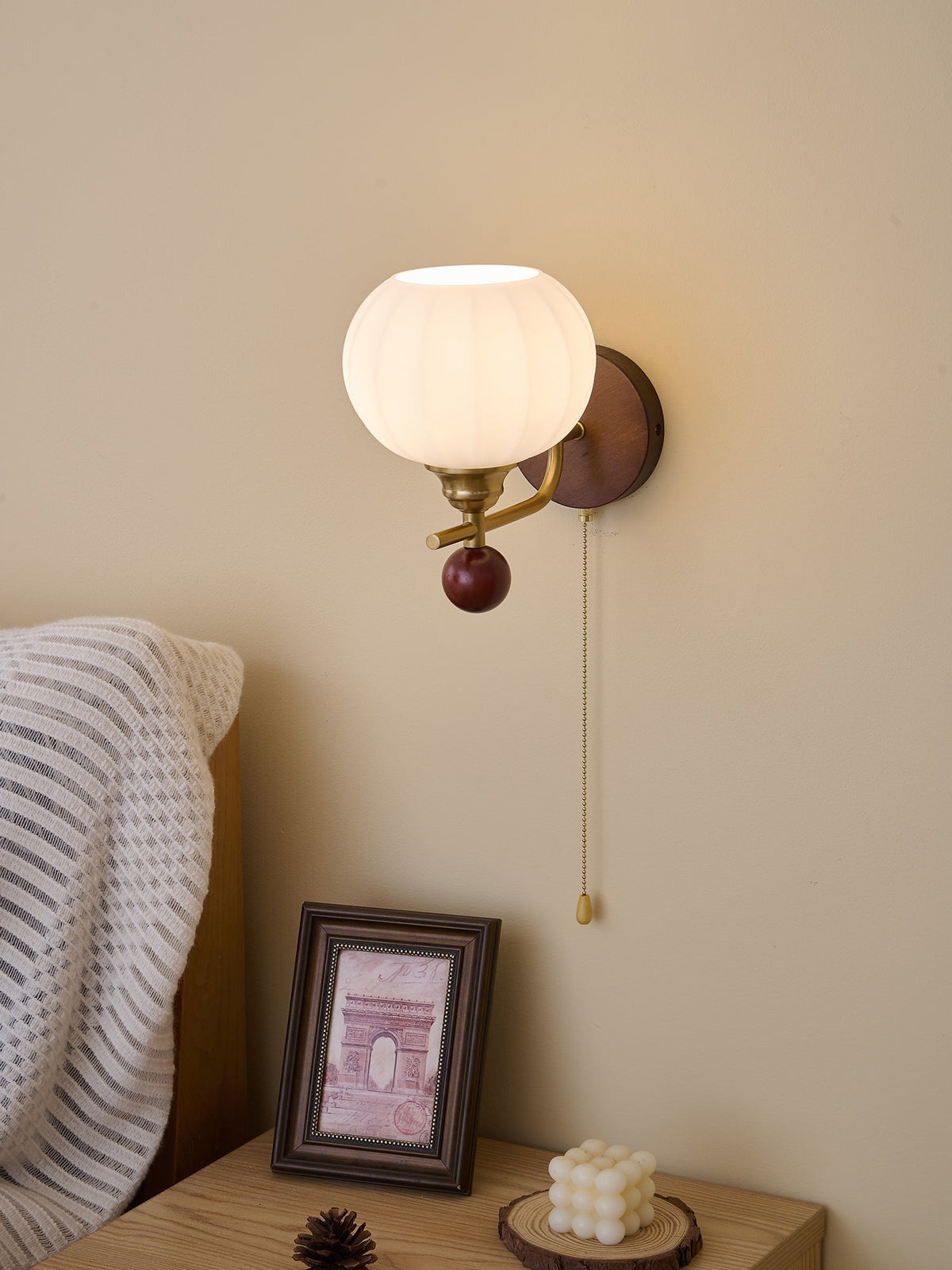 Bobble Applique Murale en Verre et Bois Premium