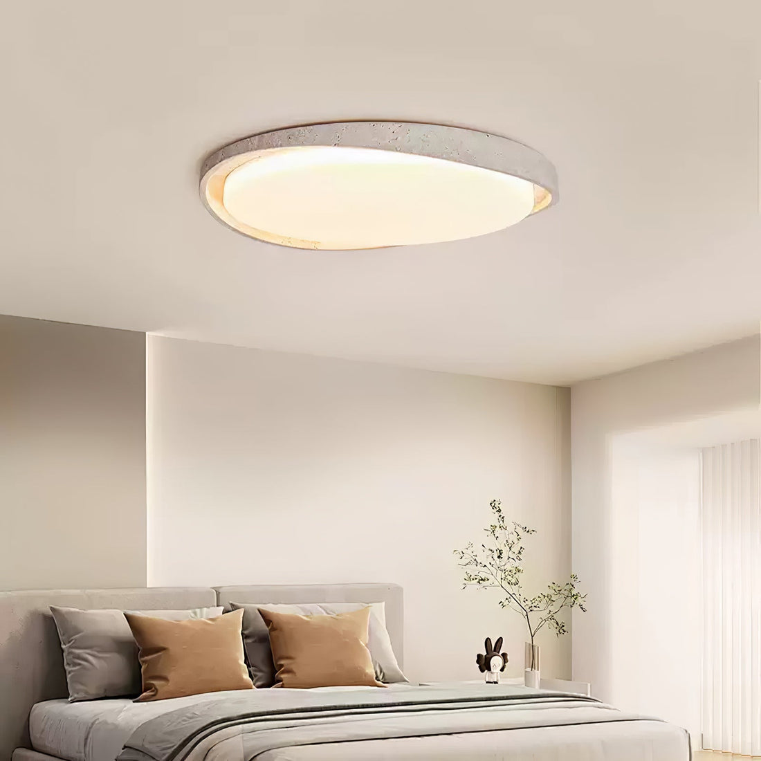 Vanoren Lampe Plafonnier à Cadre Ovale en Travertin