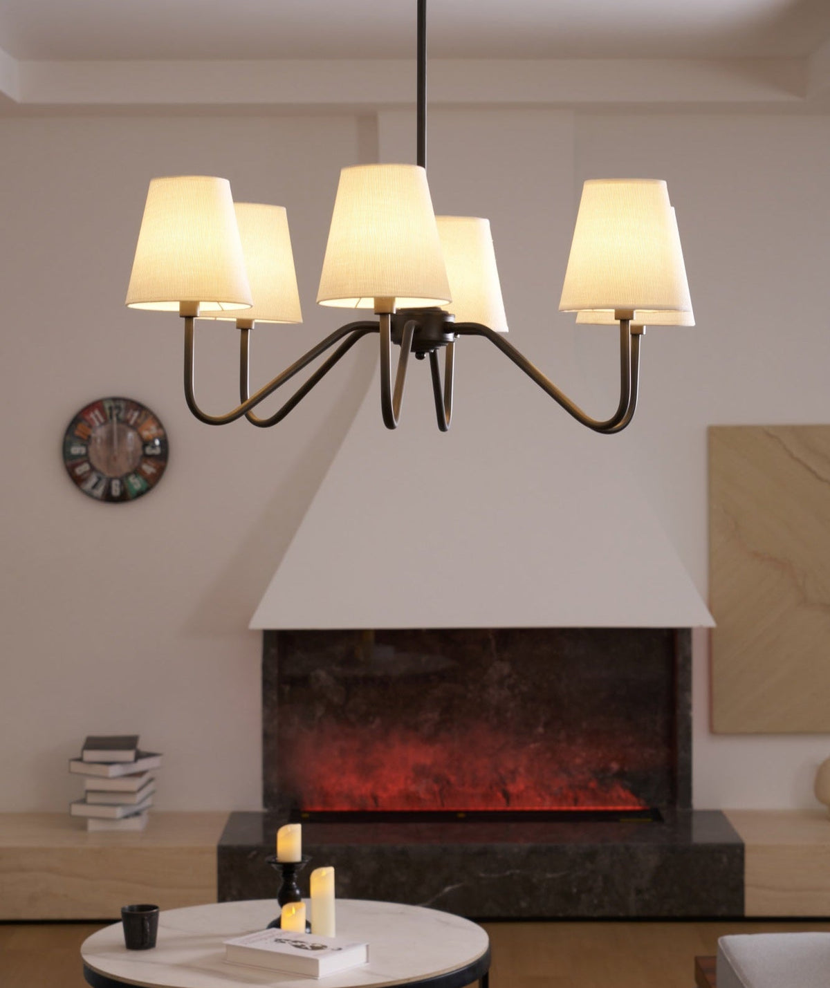 Aurvarira Lustre Classique Noir en Tissu Lumos