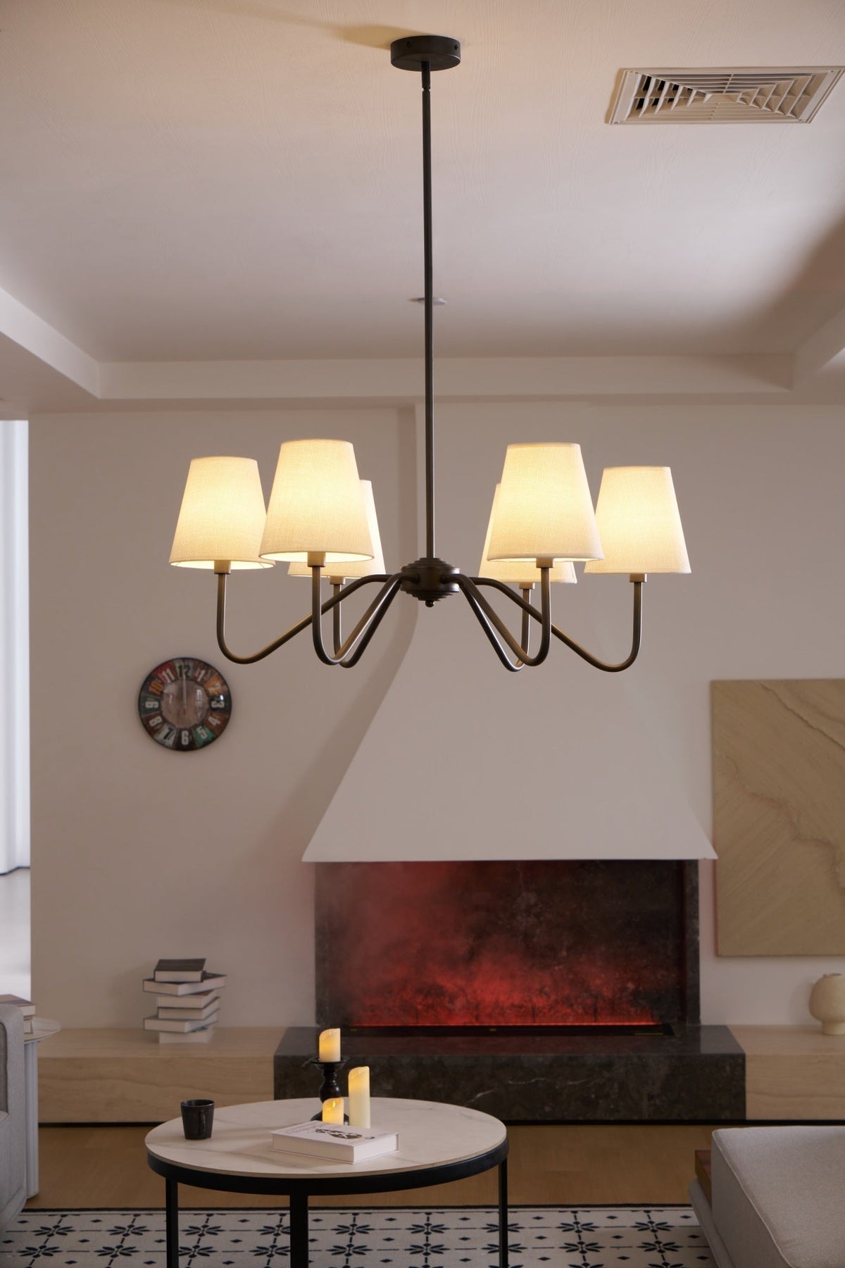 Aurvarira Lustre Classique Noir en Tissu Lumos