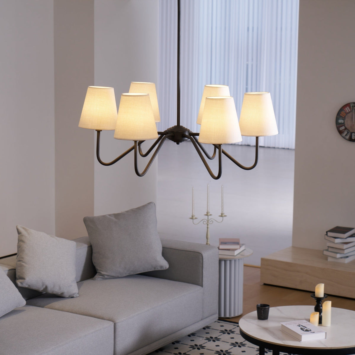 Aurvarira Lustre Classique Noir en Tissu Lumos