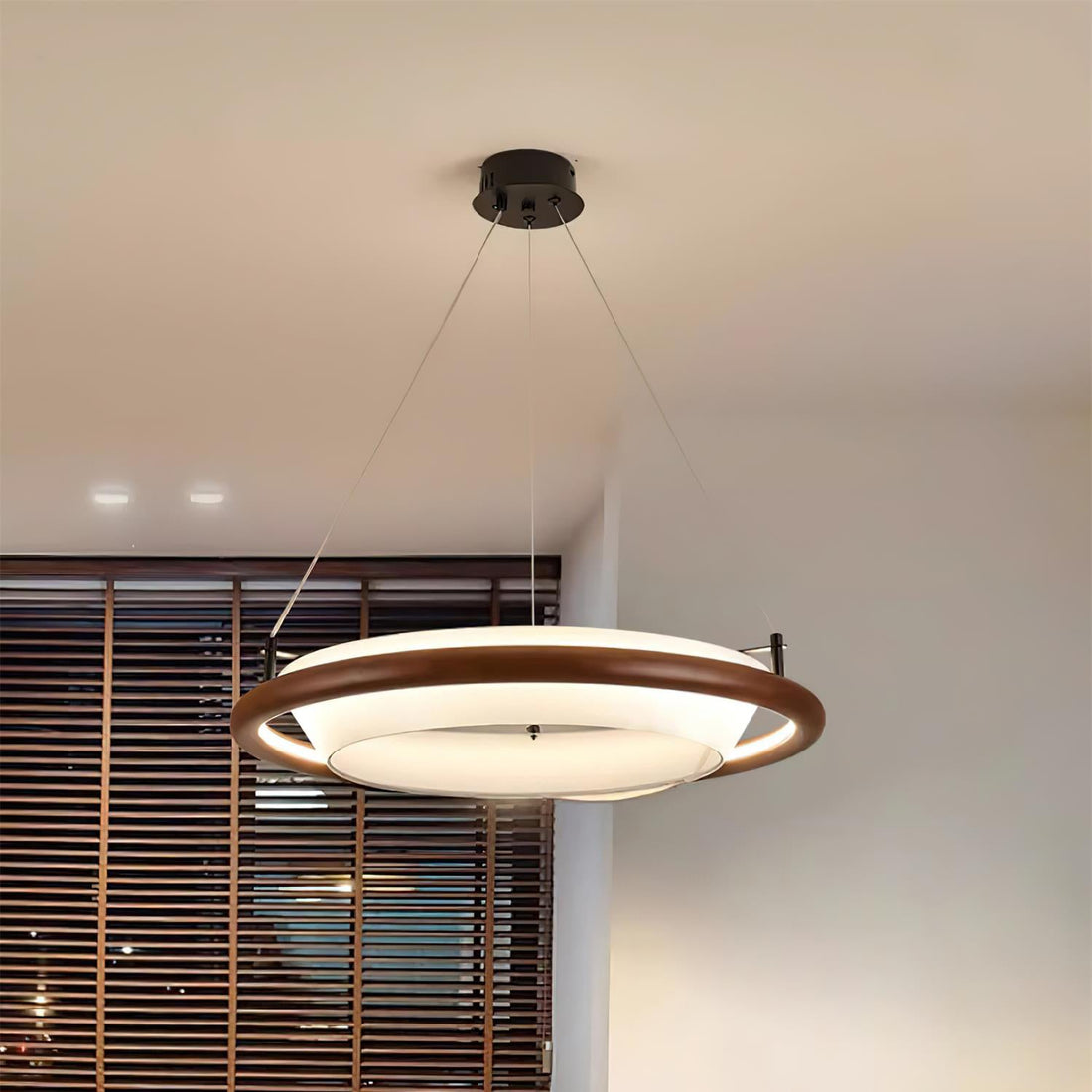 Breno Lustre Anneau en Bois Minimaliste