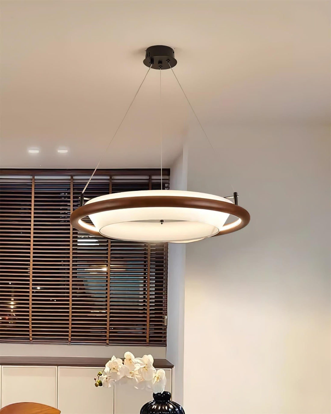 Breno Lustre Anneau en Bois Minimaliste