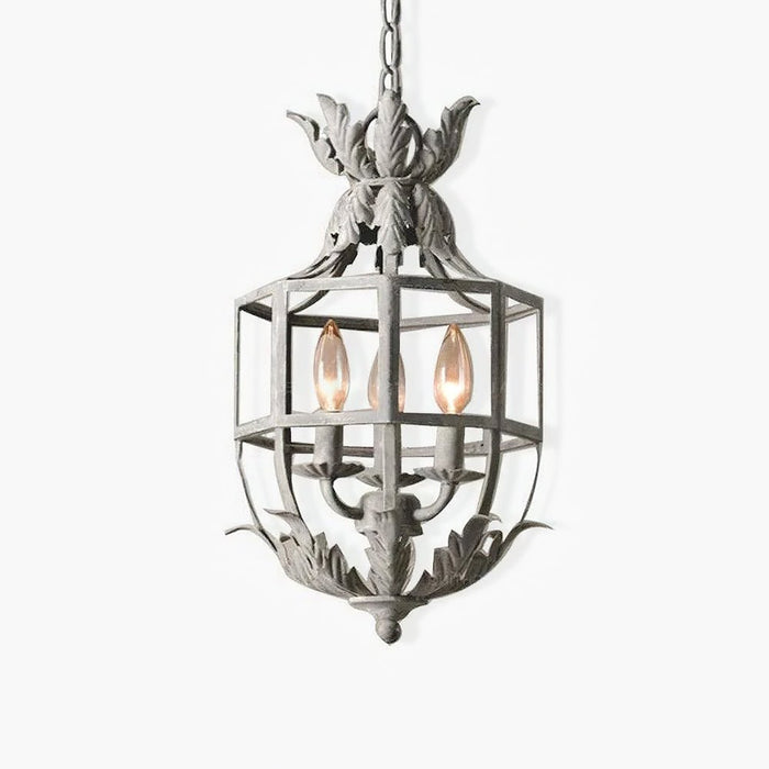 Lustra Lustre Rétro Cage Grise Bougie
