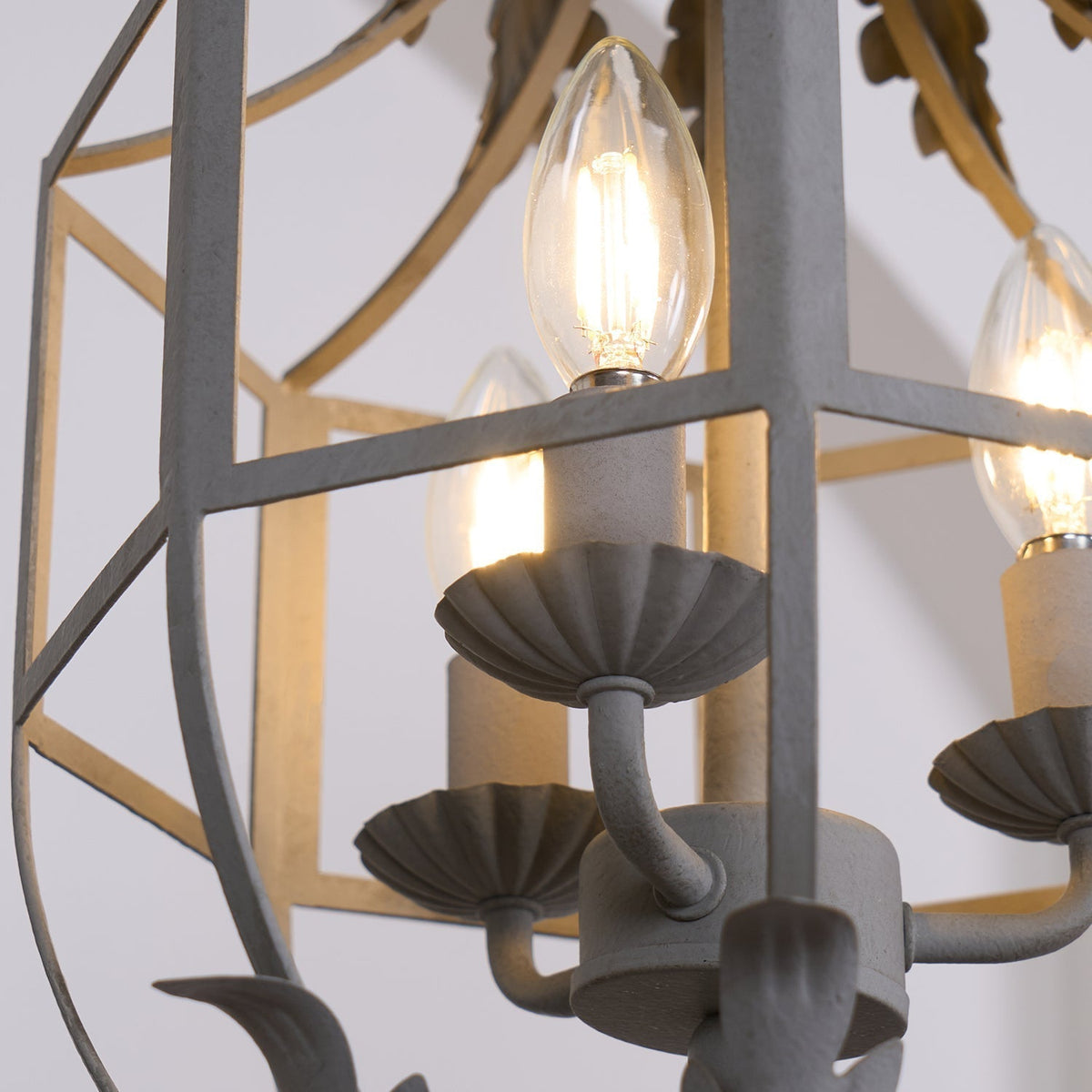 Lustra Lustre Rétro Cage Grise Bougie