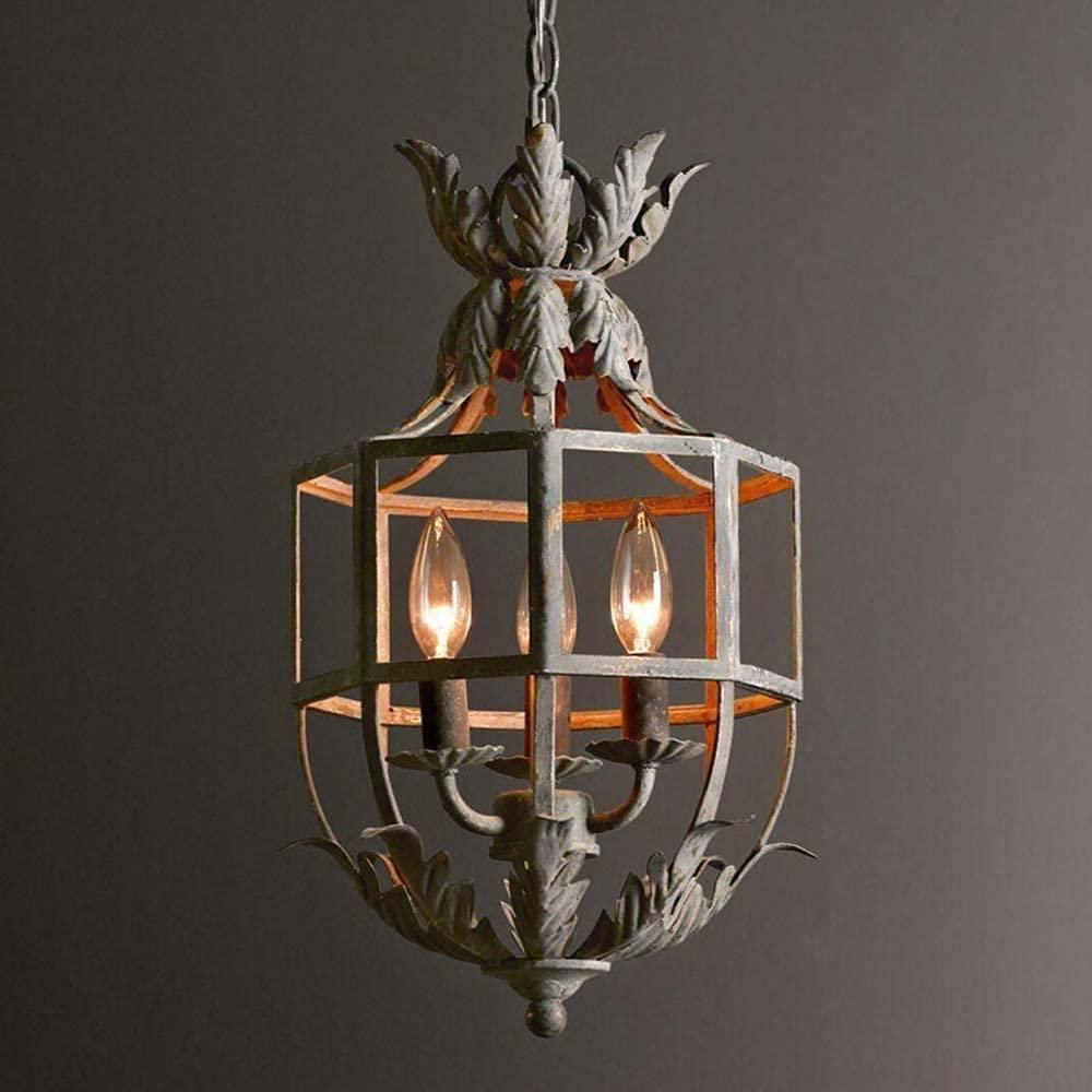 Lustra Lustre Rétro Cage Grise Bougie