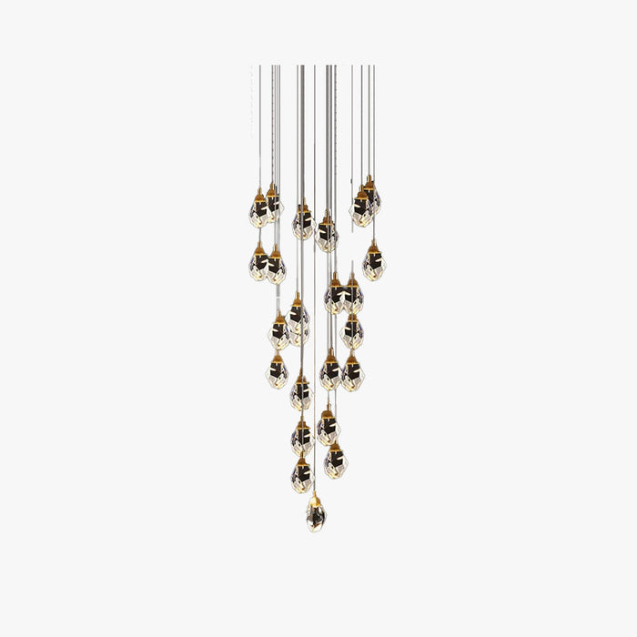 Kristy Luminaire Or Suspension Verre/Métal Pierres Chambre/Salon