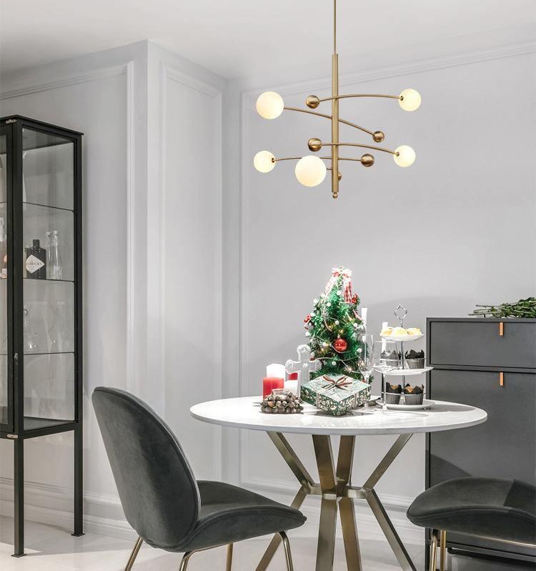 Lustra Lustre en Laiton avec Poutre Verticale et Globe