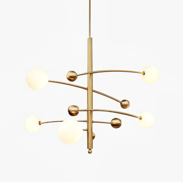 Lustra Lustre en Laiton avec Poutre Verticale et Globe