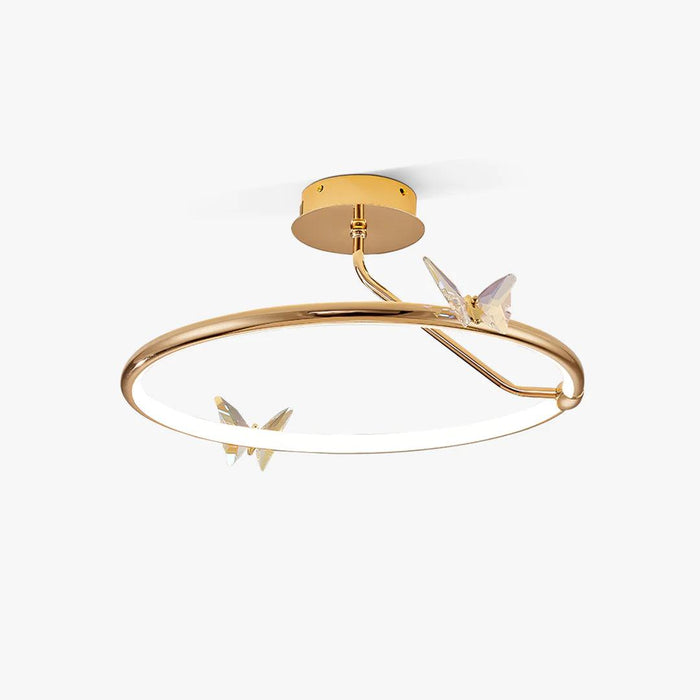 Solara Plafonnier Papillon avec Accents en Cristal et Anneau LED